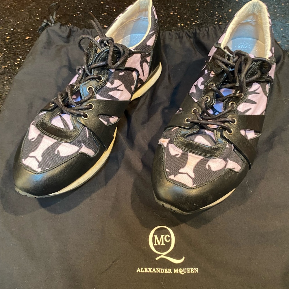 Alexander McQueen Black and Lavender Sneakers